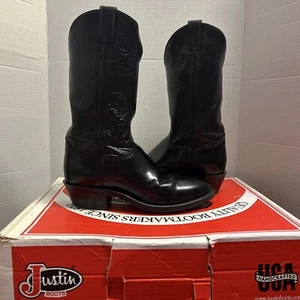 Justin Boots Tobias Round Toe Cowboy Mens Black Casual Boots - Size 8 E - 3040 - Picture 1 of 23