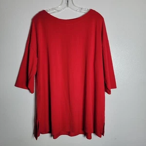 J. Jill Luxe Supima Plissee-Back Tunika Top Übergröße 2X rot 3/4 Arm Baumwolle - Bild 1 von 5