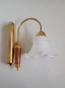Applique da parete in vetro tipo Murano bianco oro luce specchio bagno camera - Foto 1 di 2