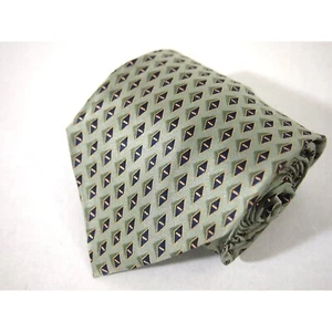 Neo Bill Blass Vtg Mens Green Diamond Geometric Necktie Tie 100% Silk 61.5" Long - Picture 1 of 3