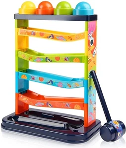 Pound a Ball Kleinkind Spielzeug - Ball Rennbahnen mit Hammer & 4 Spielbällen, mehrfarbig - Bild 1 von 9