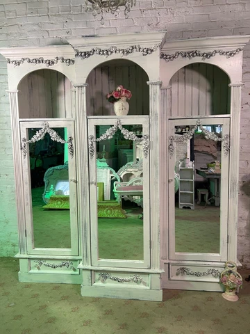 Painted Cottage Shabby Chic French Bookcase / China Hand Made Display Cabinet Cover