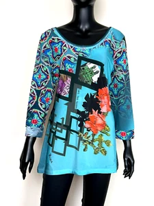 SAVE THE QUEEN Cropped Sleeve Scoop Neck Tunic Top Shirt Blouse Made in Italy - Picture 1 of 15