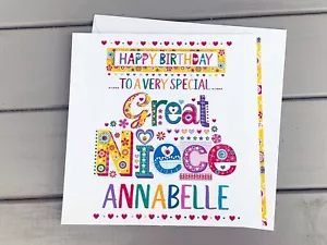 Great Niece birthday card, personalised BIRTHDAY card for a special Great Niece - Picture 1 of 10