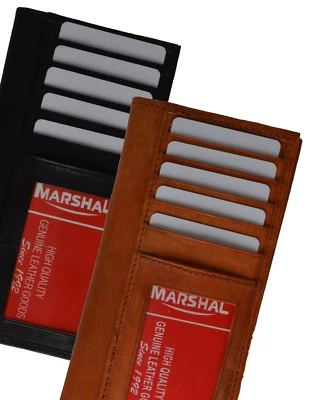 Cartera de cuero genuino con soporte para tarjeta de identificación para chequera hombres mujeres Foto 1 de 4