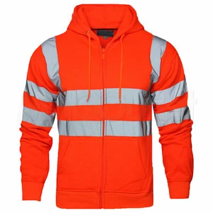 Sudadera con Capucha Hi Viz Vis Alta Visibilidad Ropa de Trabajo Cremallera Completa Sudadera Chaqueta Reflectante - Imagen 1 de 6