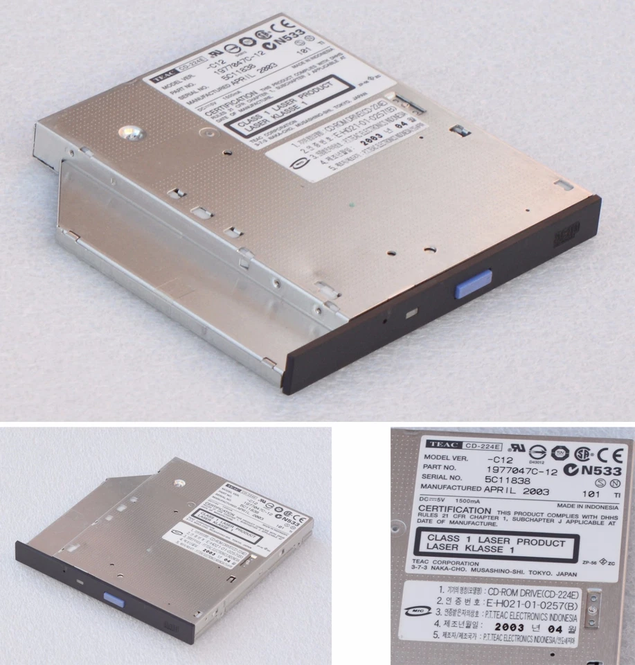 Internal Slimline Cdrom CD - ROM Teac Drive CD-224E IBM Fru 33P3231 40-PIN #L70 - Image 1 of 1