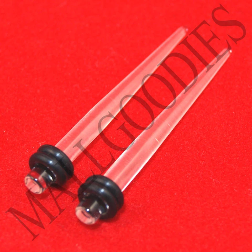 Tampões de ouvido expansor cônico transparente acrílico V025 medidores 14G a 1" parafusos prisioneiros - Imagem 1 de 1