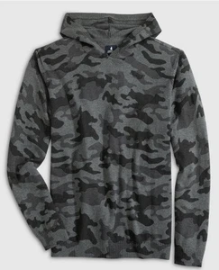 Johnnie O Sweater Medium Gray Camo Neil Pulli Hoodie Cotton Silk Blend Neu ohne Etikett - Bild 1 von 8