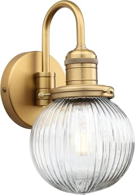 1-Light Brass Modern Vintage Indoor Wall Sconce, Vanity Single Luxury Hardwired - Image 1 of 4