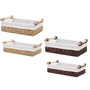 2x Woven Baskets with Handle Living Room Toilet Paper Decorative Paper Rope - Picture 1 of 13