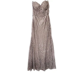 MORILEE Madeline Gardner Gown Sz 14 Prom Bridesmaid 21508 Sequin Dress Taupe Tan - Picture 1 of 24