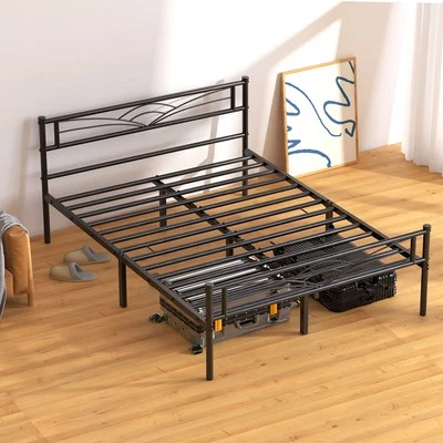 Queen Size Metal Bed Frame with Headboard and Footboard Heavy Duty Slat Support - Image 1 of 4