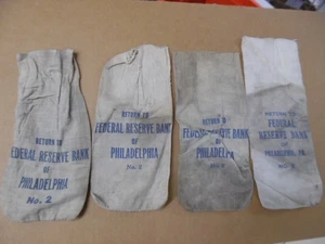 c.1920s Federal Reserve Bank of Philadelphia No. 2 Cloth Coin Bag Lot Vintage - Picture 1 of 3