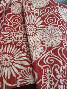 VINTAGE 100 % Cotton Pointelle Fabric RED Flower Power MCM 2.5 YARDS 43"W Luau - Picture 1 of 11