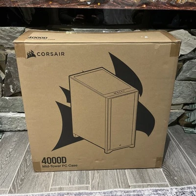 New Corsair 4000D 2Bay Mid-Twr Airflow Blk Atx Tempered Glass Case Free Ship - Image 1 of 4