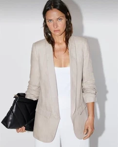 Zara Jackets Coats Linen Blazer Size XS - Picture 1 of 9