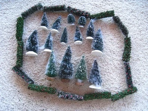 31 Flaschenbürste Bäume & Sträucher/Hecken beflockt Weihnachten MidCentury - Bild 1 von 5