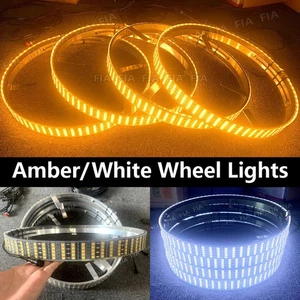 5Row 17.5'' Amber White Strobe Changing LED Truck Wheel Rim Lights Switch+Remote - Foto 1 di 10