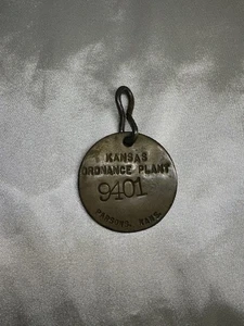 Kansas Army Ammunition Plant Tag Parsons Kansas 9401 RARE Vintage - Picture 1 of 3