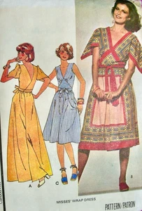 VESTIDO ENVOLVENTE McCall's 5433 Años 70 Cuello en V Maxi/Rodilla Costura Patrón 14-16 b36-38 SIN CORTAR - Imagen 1 de 4