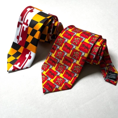 LOTE de 2 terrapinas para el cuello de la Universidad de Maryland Terp seda polietileno Foto 1 de 4