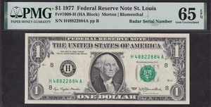 $1 1977 St. Louis Federal Reserve Radar Note H48822884A Fr.1909-H - PMG MS65 EPQ - Picture 1 of 2