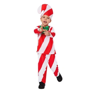Child Candy Canes Santa Claus Costume Xmas Cosplay Christmas Santa Fancy Dress - Picture 1 of 9