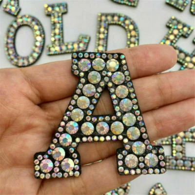 A-Z Letter Rhinestone Patch Iron-on Patches Garment Applique Clothing Stickers - Image 1 of 4