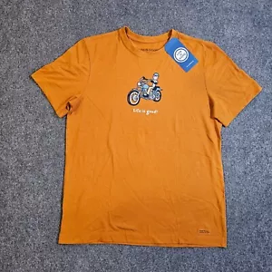 Life Is Good Shirt Mens Size Medium Orange Crusher Motorcycle Short Sleeve Biker - Picture 1 of 10