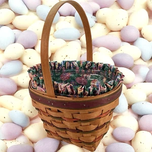 Longaberger Handwoven Easter Basket 1996 Fabric Easter Liner Plastic Protector - Picture 1 of 16