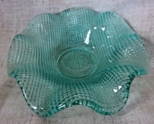 Vintage Colony COL49 blue waffle glass candy dessert dish bowl ruffle shape rim - Picture 1 of 7