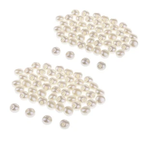 50Pc White Plastic Pearl Sewing Buttons for Garment DIY Scrapbooking 10/11mm - Picture 1 of 11