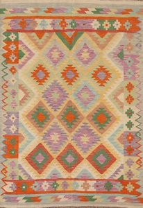 Reversible Rug Flat woven Kilim South-western Pastel Color Area Rug 5'x7' Carpet - Picture 1 of 10