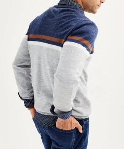 Maglione Pullover Uomo Misto Lana Merino Blu | Grigio | Marrone Taglia 2XL Nuovo con etichette - Foto 1 di 9