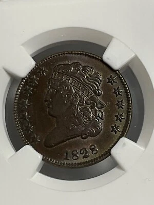 NGC MS62BN 1828 CLASSIC HEAD HALF CENT 12 STARS NICE EYE APPEAL - Image 1 of 3