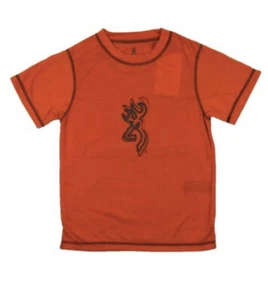 Youth Boys Browning Performance Rugged Outdoor Tech Tee Blaze Orange Sz L Large - Picture 1 of 5