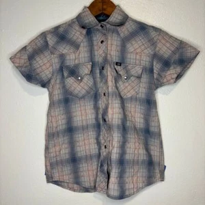 Kids Cruel Girl Plaid Button Down Pearl Snap Short Sleeve Girls Medium Blue Pink - Picture 1 of 6