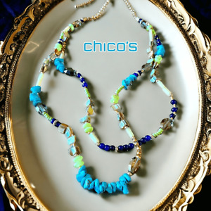 CHICO'S Turquoise Beaded Double Strand Necklace