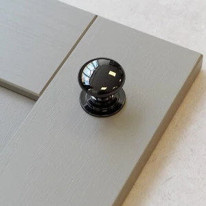 10x schwarze Schrankknöpfe Glanz Nickel Küche Schrank Tür Schublade Möbel Zug - Bild 1 von 4