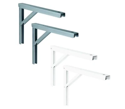 2x Klapp-Konsole Parete Acciaio Angolo Pieghevole Regal Sostegno Parte - Immagine 1 di 4