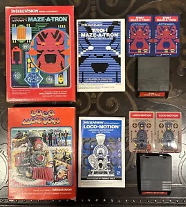 Intellivision 2 Game Lot: Tron Maze-A-Tron & Loco Motion CIB Manual & Overlays - Picture 1 of 8