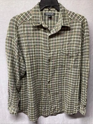 Structure Men’s 100% Cotton Knitted Flannel Button Front Long Sleeve Shirt Sz XL - Image 1 of 4