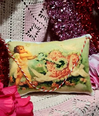Primitive Victorian Valentine Cupid Tuck Pillow Peg / Door Hanger - Image 1 of 2