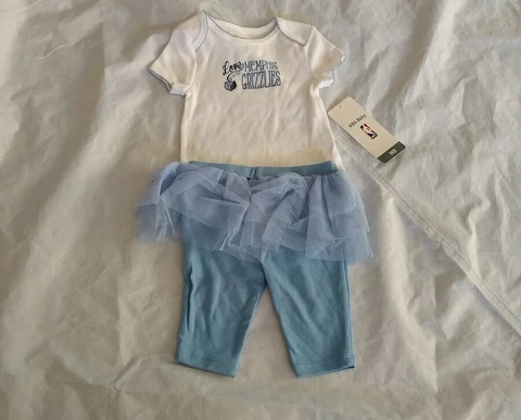 NBA Baby Girl's "Love Memphis Grizzlies" Bodysuit & tutu Pants Tulle Size 0/3M Cover