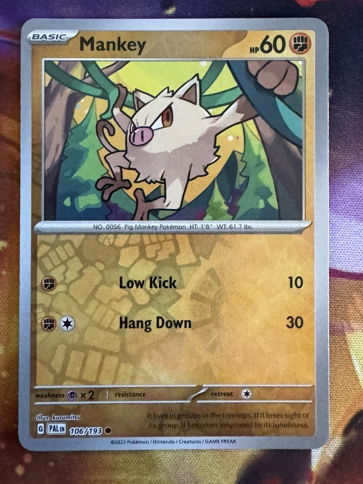 Pokémon TCG Mankey SV02: Paldea Evolved 106/193 Reverse Holo Common - Image 1 of 1