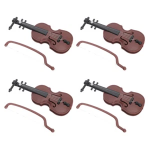 4Pcs Tiny Violin Collection Antique Miniature Violin Miniature Toy Violin - Picture 1 of 12