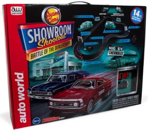 Auto World "Showroom Shootout" 14' HO Scale Slot Car Race Track Set SRS337 - Picture 1 of 3