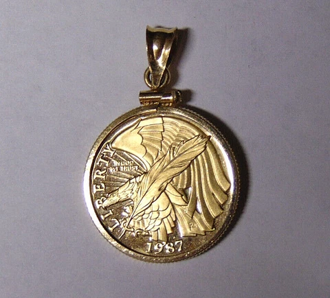 Proof 1987 US Constitution $5 Gold Commemorative in 14kt Gold Bezel Coin Frame Cover