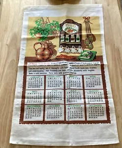 1986 Linen Calendar Tea Towel, ‘Happy Home Recipe’, NEW - Picture 1 of 6